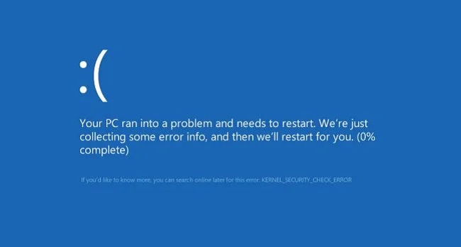 Kernel Security Check Failure Windows 10